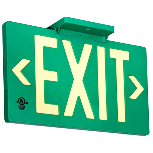 Jessup Manufacturing Company UL Listed 100 foot Jessup Glo Brite 7040-100-B PF100 Molded Plastic Exit Sign, Single-Sided, 8.75