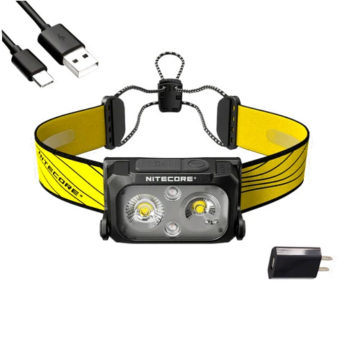 Nitecore NU25 400 Lumen USB-C Rechargeable Headlamp, Lightweight, Dual Beam, with Red Lighting for Hiking, Climbing, and Camping, with Lumentac Adapter
