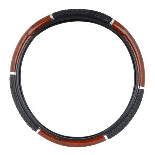 GG Grand General 54041 18 Inches Steering Wheel Cover Dark Wood with Black Hand Grips