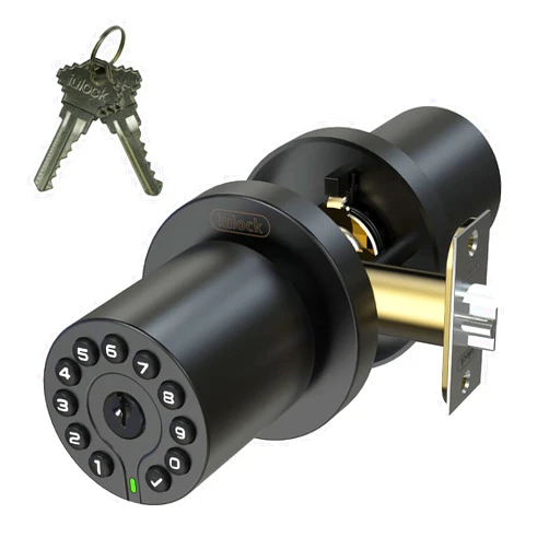 Iulock IU-20 Code Door Lock, Electronic Door Knob with Keypad and Key, Auto Lock, Waterproof, Passage Function, Long Battery life,50 Codes, Easy to use and install for office/warehouse/bedroom/garage