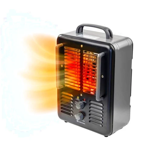 Comfort Zone Electric Portable Milkhouse Style Utility Space Heater with Adjustable Thermostat, Overheat Protection, and Safety Tip-Over Switch, Ideal for Garage or Greenhouse, 1,500W, CZ798BK