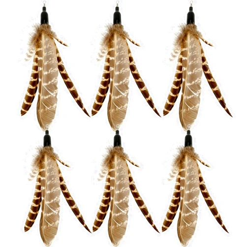 TIENAILING Cat Feather Toys Refills Cat Wand Replacement, 6 PCS Handmade Natural Da Bird Feathers Refill, Cat Toy Feather Replacement for Indoor Cats (C)