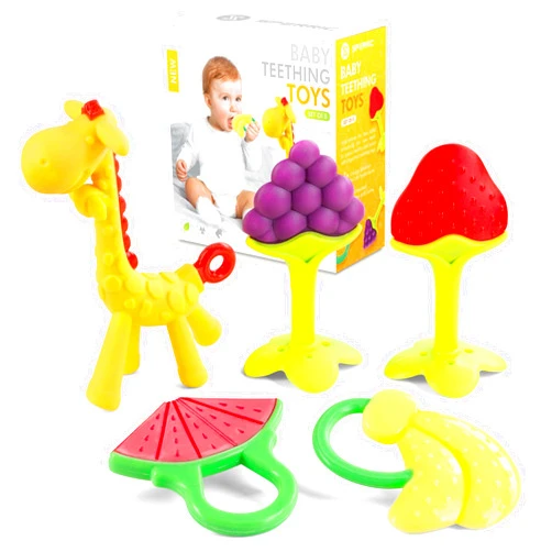 Sperric Baby Teething Toys for Newborn (5-Pack) Freezer Safe BPA Free Infant and Toddler Silicone Teethers Soothe Babies Gums, Perfect Baby Gift