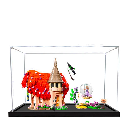 QIXINDGYH Acrylic Display Case for Lego 75690 Glinda and Elphaba Visit Munchkin Model, 3mm Dustproof Display Box, Display Case Compatible with Lego 75690 (Model Not Included) (Transparent 3MM)