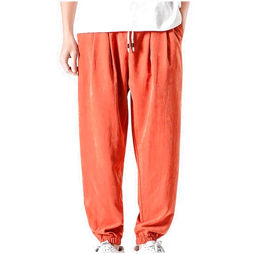 Generic Hiking Pants for Men Big and Tall Ankle Cuffs Hip Hop Pants Casual Drawstring Elastic Waist Work Trousers Plus Size Cargo