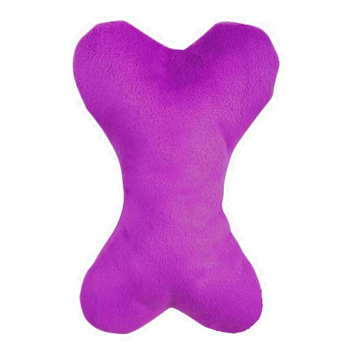 SmartPetLove Tender-Tuffs Basics - Tough Plush Dog Toy - Purple Bone with Puncture Resistant Squeaker