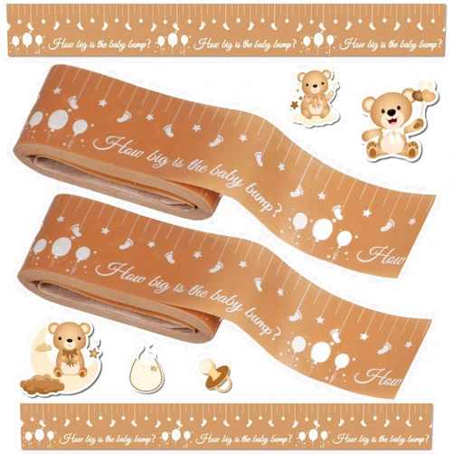 Gisgfim Baby Shower Games belly Measuring Tape How Big Is Mommy Belly Tape 150 feet Measure Baby Bump Tape Measuring Tape Pregnant Belly Bear Tummy Measuring Tape Party Favors Supplies for Boys Gender Neutral