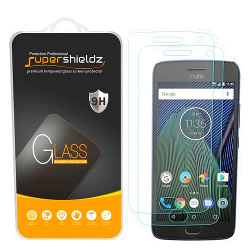 Supershieldz (2 Pack) Designed for Motorola (Moto G5 Plus) and Moto G Plus (5th Generation) Tempered Glass Screen Protector Anti Scratch, Bubble Free