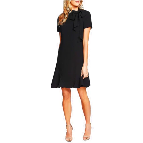 CeCe Women's Short Sleeve A-line Dress with Bow