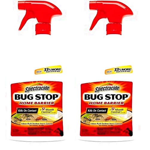 Spectracide Bug Stop Home Barrier, Kills Ants, Roaches and Spiders On Contact, Indoor and Outdoor Insect Control, 32 fl Ounce Ready-to-Use Spray (Pack of 2)