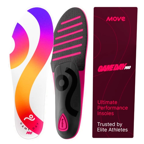 MOVE Game Day Pro- Ultimate Performance Sports Insoles for Basketball, Volleyball, Football, Tennis, Athletics, Baseball, Running, and Active Lifestyle. Extra Shock Absorption (M 9-9.5/WM 10.5-11)