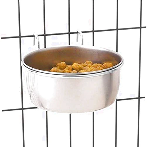 Pro Select ProSelect Stainless Steel Hanging Pet Food Bowl to Attach to Cage – 5-2/7” x 4-2/7” Size, 3” in Depth, 8-oz. Capacity