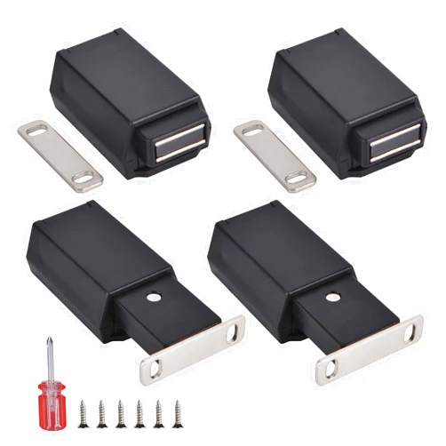Elyuan Push to Open Door Latch 4 Pack Cabinet Magnets Heavy Duty Magnetic Touch Latches Hardware Push Release Latch Hidden Push Catch Press Out Lock for Kitchen Drawer - Black