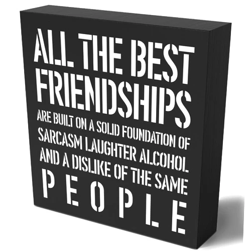 Generic Funny Friends Wooden Box Sign Plaque All The Best Friendships Are Built On A Solid Foundation Wood Box Sign Rustic Art Home Shelf Desk Decor 5 X 5 X 1 Inches