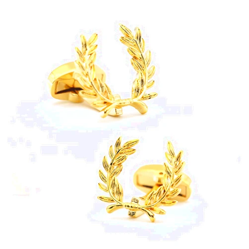 iGame Men's Designer Brand Cufflinks Golden Color Wheat Spike Design Quality Brass Cuff Links with Gift Box