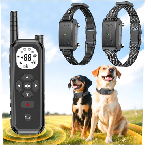 ALTOUMAN Wireless Dog Fence, Electric Fence for Dogs, Portable Dog Perimeter Collar 185 Days Standby Training Collar, Flash Light & Waterproof with 3 Training Mode for 2 Dog Matte Black
