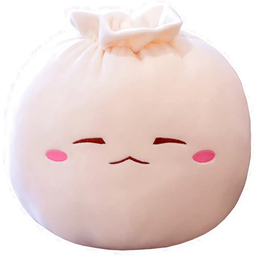 Yoholto Dumpling Plush Pillow with Cute Features, Stuffed Bun Plush, Funny Food Toy Gifts for Kids Adults(6.3 * 12.2in,Frown)