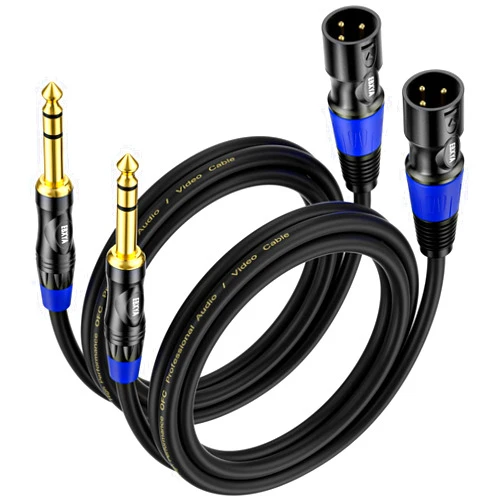EBXYA XLR Male to 1/4 Inch TRS - Balanced XLR Microphone Cable to 6.35mm Jack Lead, 6 Feet 2 Pack