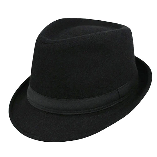 CXQRR Womens Mens Classic Felt Trilby Hat Short Brim Fedora Hat Black Manhattan Gangster Jazz Hat for Unisex