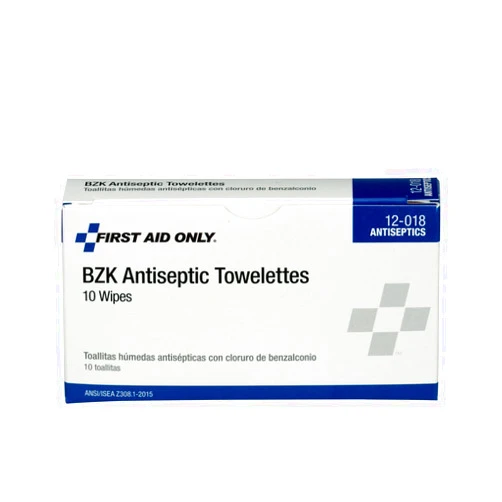 First Aid Only 12-018 Benzalkonium Chloride Wipes, Individually Wrapped, 10 Count