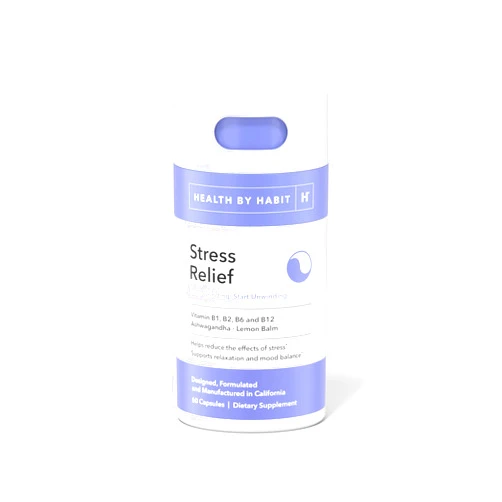 H' Habit Health by Habit Stress Relief Supplement (60 Capsules) - Vitamin B, Zen, Lemon Balm, Supports Relaxation, Mood Balance, Reduce Stress, Non-GMO, Sugar Free (1 Pack)