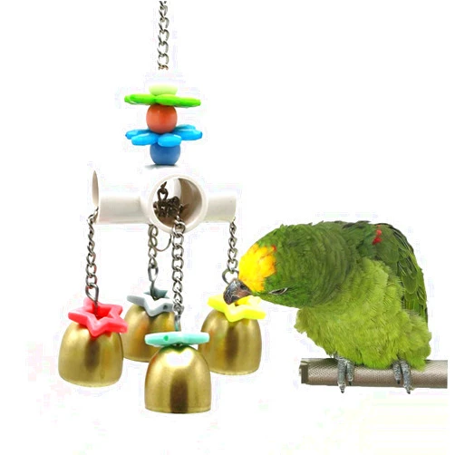 Keersi Bird Bells Toy with Sweet Sound for Pet Parrot Parakeet Cockatiel Conure Macaw Eclectus African Grey Cockatoo Amazon Lovebird Budgie Finch Canary Cage (A)