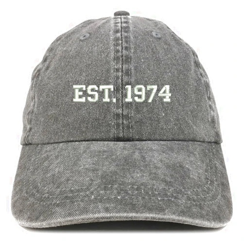 Trendy Apparel Shop EST 1974 Embroidered - 50th Birthday Gift Pigment Dyed Washed Cap