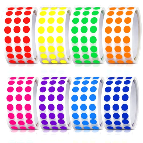 Gersoniel 8000 Pieces 1/4 Inch Round Color Coding Labels Roll Solid Colors Dot Stickers Adhesive Colored Circle Stickers for Inventory Organize, File Classification, 8 Colors
