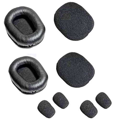 Global Teck Worldwide Ear Pad Cushion Kit for Blue Parrott B350-XT Bluetooth Headset, 2 Leather Cushions, 2 Foam Earpads, 4 Microphone Windscreens by Global Teck