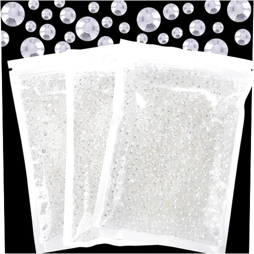 Duflash 25000 Pcs Transparent Resin Flatback Rhinestone, 3 mm 4 mm 5 mm Resin Non Hotfix Rhinestones for Crafts DIY Design, Tumblers, Clothes, Makeup, Nail Art
