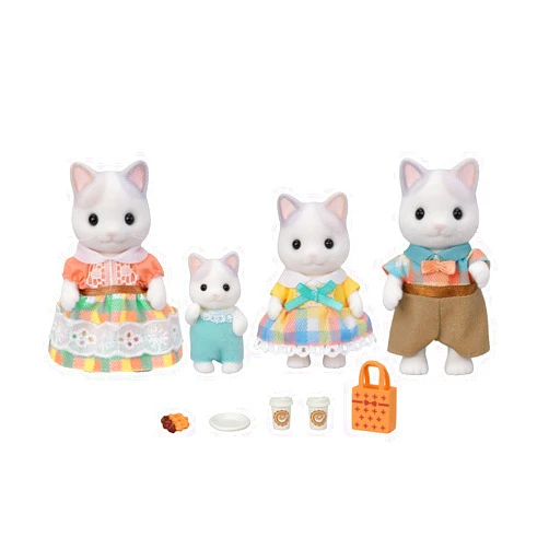 Calico Critters Latte Cat Family - Set of 4 Collectible Doll Figures for Ages 3+