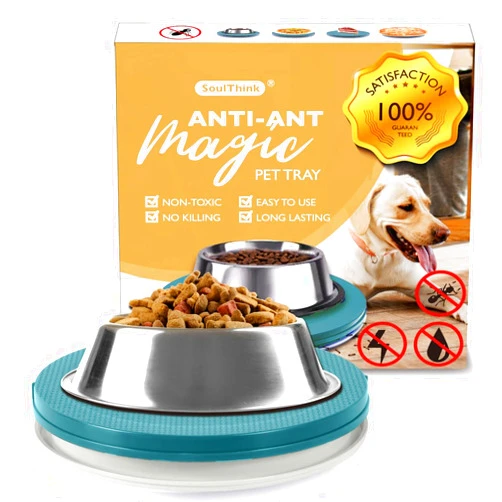SoulThink Ant Proof Cat Dog Bowl Tray - 2024 New Innovation Anti Ant Pet Food Dish Indoor No Chemical No Water Needed Different from Traditional Ant Trap (Turquoise Green)