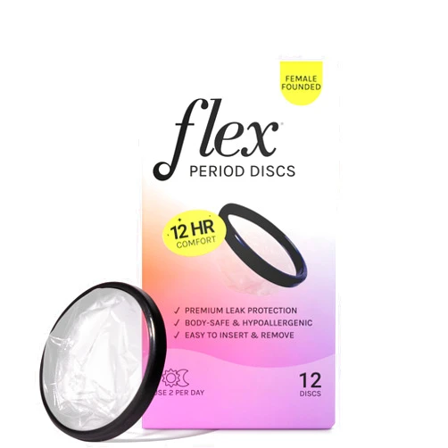 Flex Menstrual Discs | Disposable Period Discs | Reduce Cramps & Dryness | Beginner-Friendly Tampon Alternative | Capacity of 5 Super Tampons | Made in Canada | 12 Count