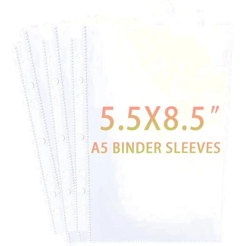 WITHYU 30 Pack 60 Pockets 5.5x8.5” Sheet Protector Sleeves for 6 Ring A5 Binder, A5 Mini 3 Ring Binder, Ultra-Clear Playbill Holder Sleeves, Double-Sided, Top Loading Sheet Protector for Paper Report