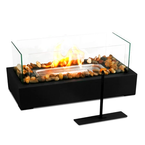 KORNIFUL Tabletop Fire Pit - Safer Stainless Steel Small Table Fireplace with Cobblestone for Dinner Parties, Smores Maker - Indoor/Outdoor Portable Mini Table Top Firepit - Housewarming Gift