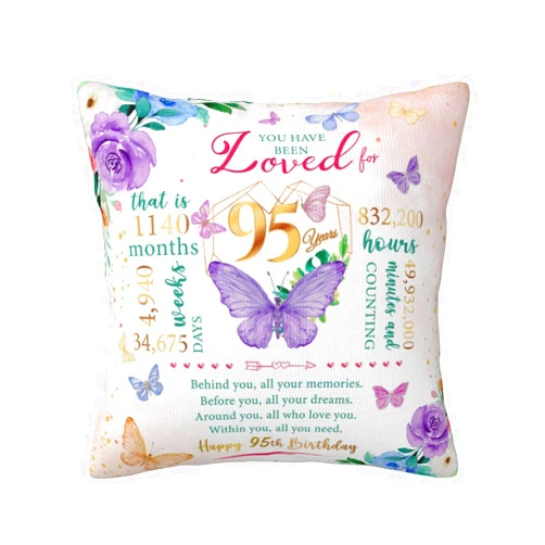 Skizbcw 95th Birthday Gifts for Women, 95th Birthday Decorations for Women, Birthday Gift for 95 Year Old Woman, 95 Birthday Decorations for Women, 95 Birthday Gifts Throw Pillow Covers 18 x 18 Inch