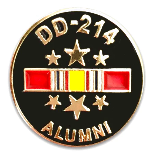 VetFriends.com DD214 Lapel Pin with National Service Ribbon and Stars Hat Pin for Veterans VetFriends.com