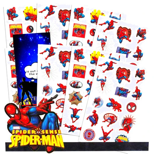 Spider_Man Marvel Spiderman Stickers Party Favor Bundle ~ Over 130 Spider-Man Stickers with Superhero Door Hanger (Superhero Party Supplies)