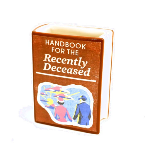 Lenny Mud Handbook for the Recently Deceased, Decoupaged Pencil Holder, Book Vase