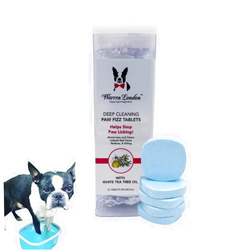 Warren London Deep Cleaning Paw Soak | Soothing Itchy Paw Relief for Dogs with Seaweed, Tea Tree Oil, & Aloe Vera | Anti Licking for Dogs Paws | 5 Minute Paw Spa Service at Home | 12 Tablets