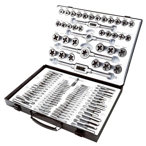 BeHappy 110Pcs Tap and Die Sets, Thread Coated Metric Tap and Die Set M2-M18 with Storage Case, Threading Tool Set for Garage, Workshop, Mechanics, Cutting External & Internal Threads
