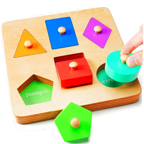 EDUJOY Wooden Shapes Puzzles for Toddlers 1-3, Montessori Toys for 1 2 Year Old Boy Birthday Gifts, Shape Color Match Peg Puzzles, Learning Educational Toys for Toddlers Age 1 2 Year Old Girl
