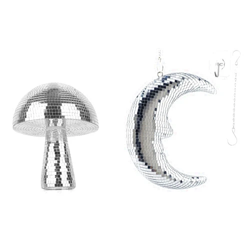 Yeehlmer Mushroom Shape Disco Decor and Moon Hanging Disco Ball