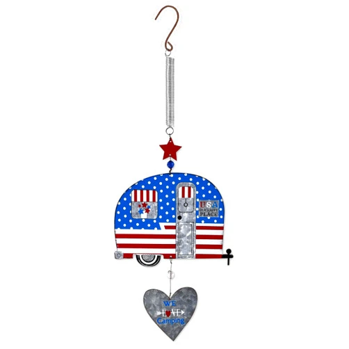 Sunset Vista Designs 93163 Galvanized Metal Vintage Americana Hanging Garden Bouncy, Camper