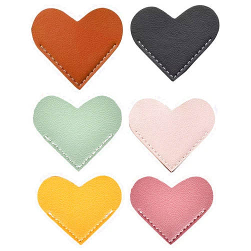 Condige Leather Heart Bookmarks Cute Corner Page Book Marks for Kids Women Book Accessories for Reading Lovers Teacher Gift for School Office Home Supplies（6PCS）