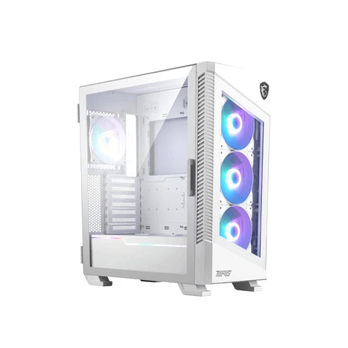 MSI MPG Velox 100R White - Mid-Tower Gaming PC Case - Tempered Glass Side Panel - 4 x 120mm ARGB Fans - Liquid Cooling Support up to 360mm Radiator - Mesh Panel for Optimized Airflow