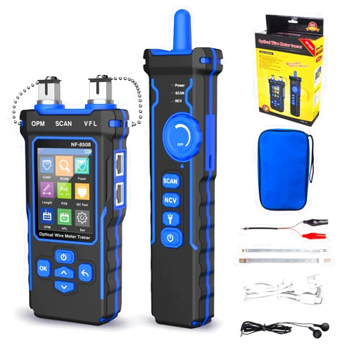 YuqiaoTime NF-8508 Network Cable Tester Optical Wire Meter Tracer LCD Digital Rechargeable Network Line Finder Wire PoE Checker