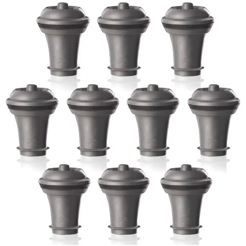 Spill-Stop Vacu Vin Wine Saver Vacuum Stoppers - Set of 10 - Gray - for Wine Bottles - Keep Wine Fresh for Up to a Week with Airtight Seal - Compatible with Vacu Vin Wine Saver Pump