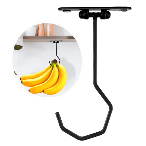 FFQ Banana Hook Hanger,Banana Hook Under Cabinet to Keep Bananas Fresh, Under Cabinet Foldable Banana Hook,Metal Banana Hanger