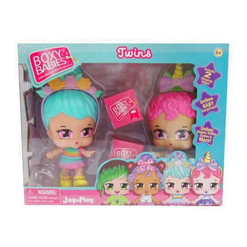 Boxy Babies Twins Set Collectible Fashion Toys - Baby Girls Paisley & Tini Dolls with Headband Accessories - 2 Unboxing Boxes Included with Surprise Clothes and Accessories Inside